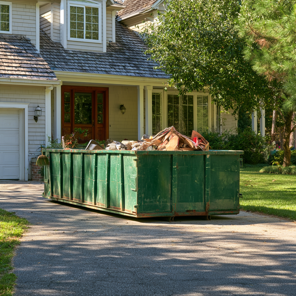 You typically do not need a permit for a dumpster in your home driveway