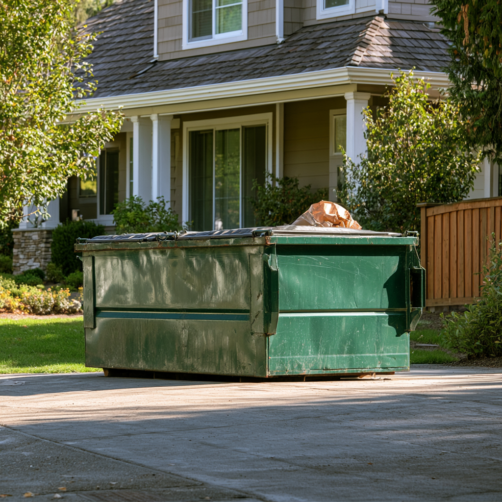 A dumpster for whole house cleanouts in residential areas