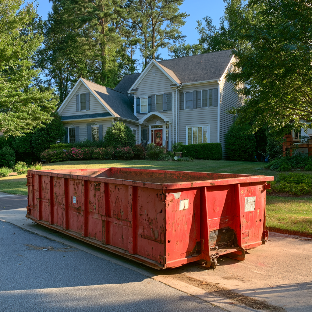 A 30-yard dumpster on a residential street