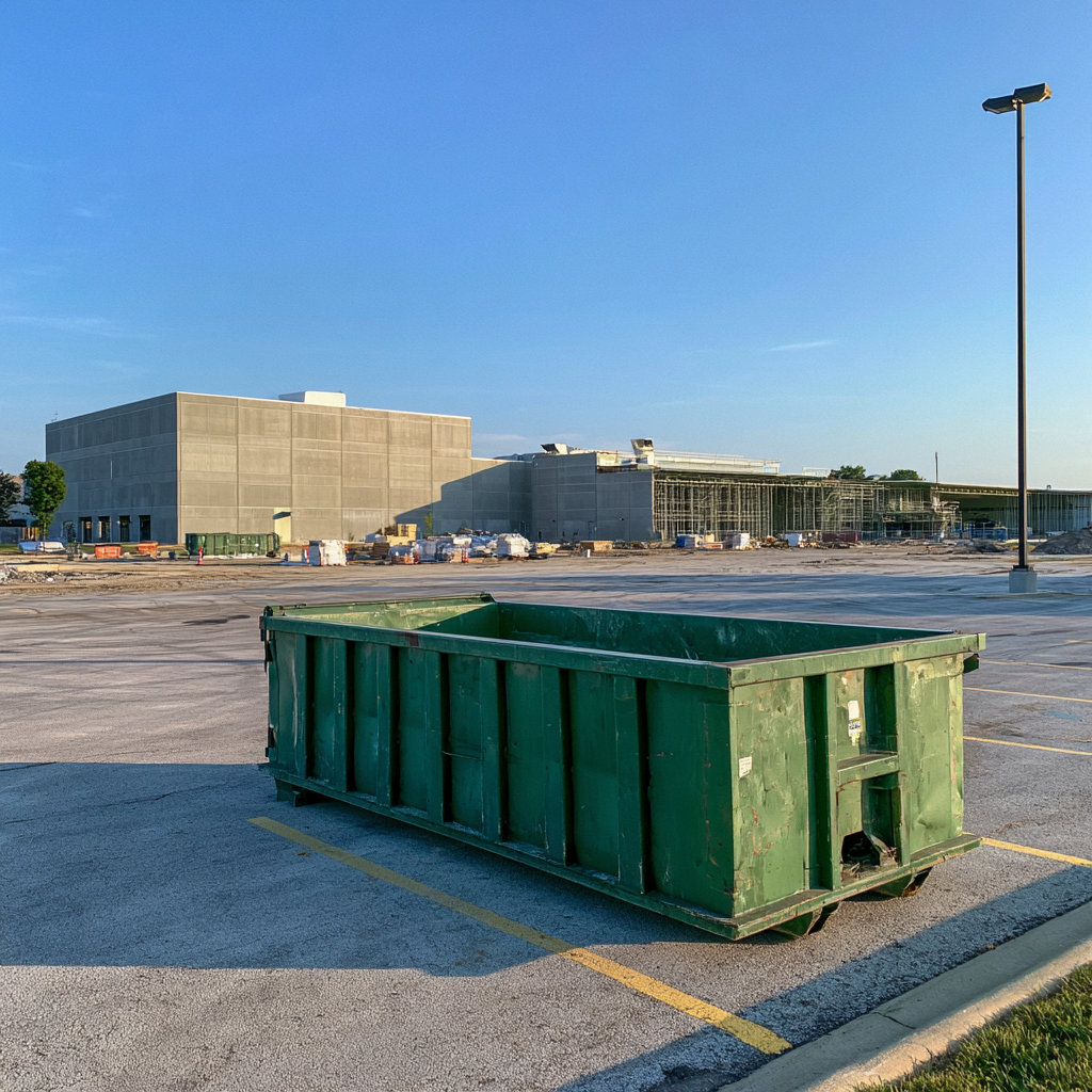 A 30-yard dumpster at an aerospace facility in Rockford, Illinois