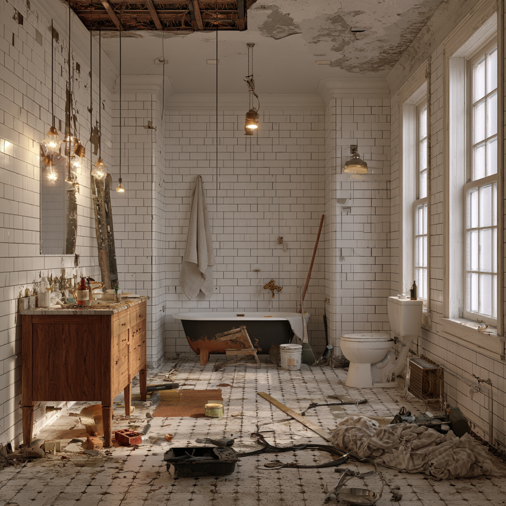 A bathroom being remodeled