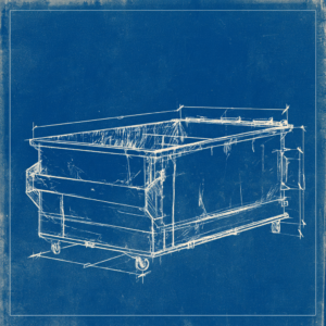 A blueprint of a 20-yard dumpster