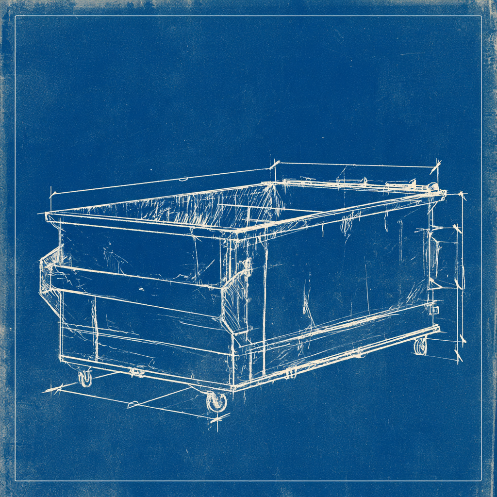 A blueprint of a 20-yard dumpster